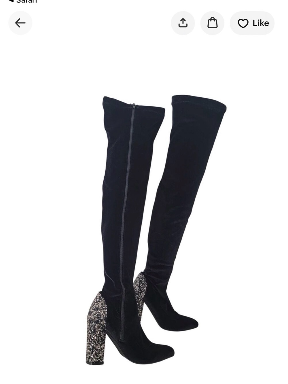 Nasty gal circa 2015 Black Over-The-Knee Boots with Sparkle black Block Heel